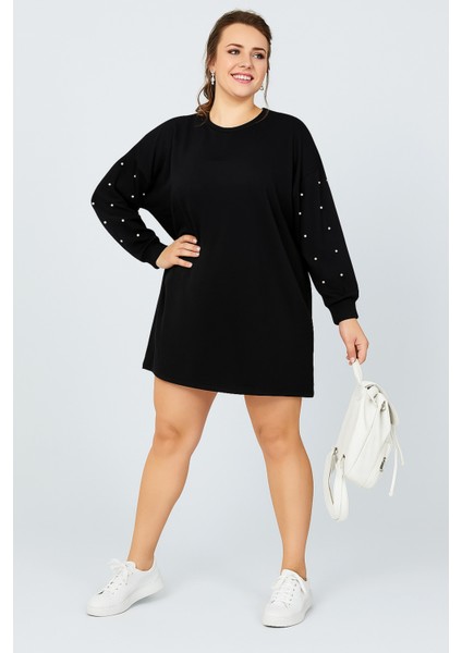 Büyük Beden Kolları Incili Balon Kol 2 Iplik Tunik fiyatları