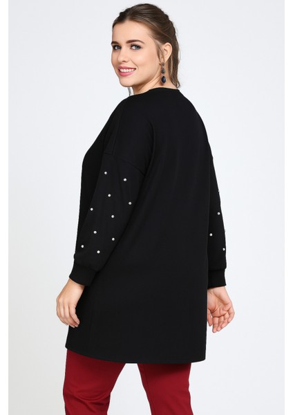 Büyük Beden Kolları Incili Balon Kol 2 Iplik Tunik modelleri