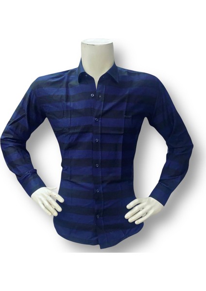 Klasik %100 Cotton Uzun Kollu Terletmeyen Kışlık Flanel Kumaş 2 Renkli Çizgili Gömlek (Regular Kalıp) fiyatları