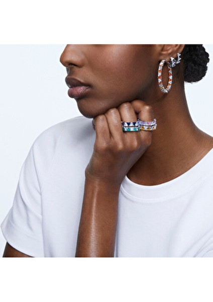 Kadın Halka Küpe Beyaz Renkli Taşlarla Şık Tasarım TH Menşeli indirimleri