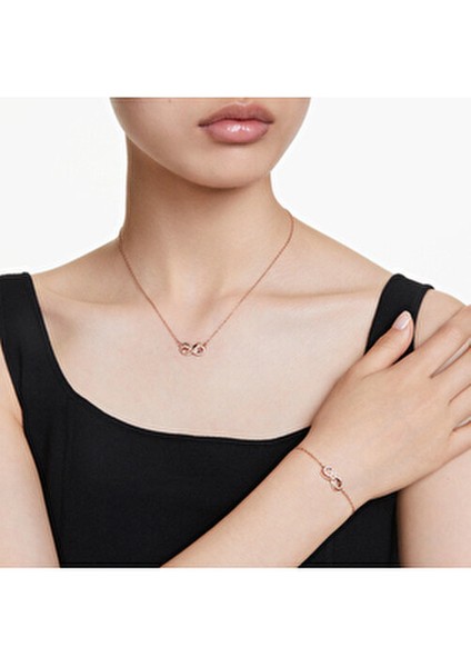 Hyperbola Set İnfinity Tasarımlı Küpe ve Kolye Takımı Pembe Altın Renk fırsatları