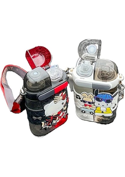 Çocuk Suluk Matara 640ML Askılı Hello Kitty Figürlü Iki Bölmeli Kapak Plastik AD11424 fırsatları