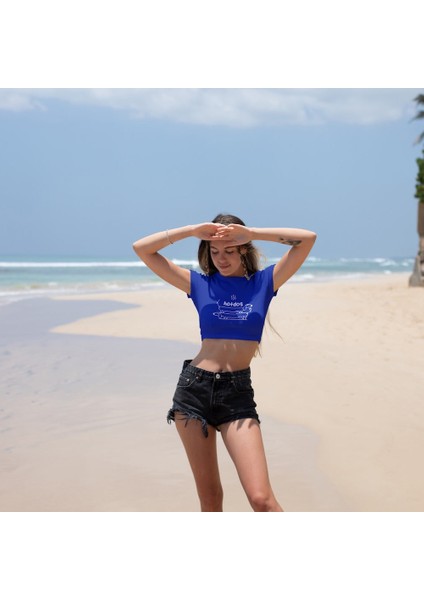 Hotdog Crop Tişört - Mavi modelleri