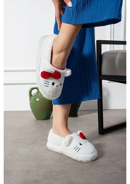 Pitty Hello Figürlü Kadın Yumuşak Peluş Kumaş Içi Tüylü Rahat Ev Içi Terlik modelleri