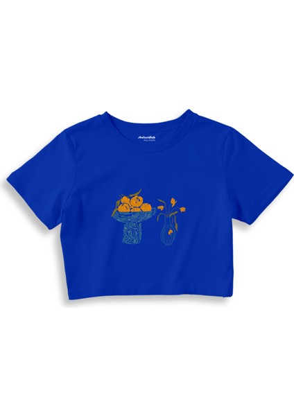 Dolce Calma Crop Tişört - Mavi