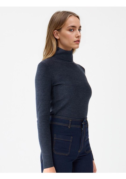 Antrasit Dar Kesim Balıkçı Yaka Yün Karışımlı Triko Kazak fırsatları