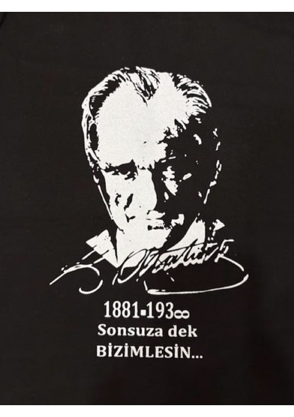 Siyah Uzun Kollu Atatürk Baskılı Unisex Çocuk Tişört T-Shirt Body modelleri