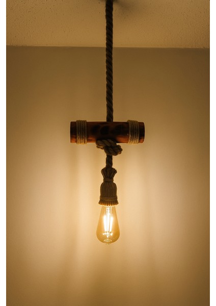 Jüt Sarkıt Halat Tekli Bohem Tarzı Ahşap Avize 3 Adet fırsatları