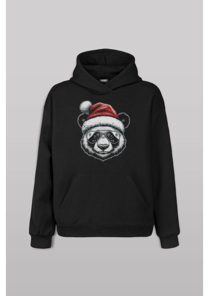 Christmas Panda Santa Noel Şapkası Funny New Year Yeni Yıl Yılbaşı Baskılı Sweatshirt Unisex Sweat