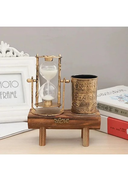 Şık Biblo Ofis Dekoratif Kalemlikli Kum Saati fiyatları