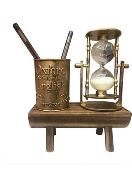 Şık Biblo Ofis Dekoratif Kalemlikli Kum Saati modelleri