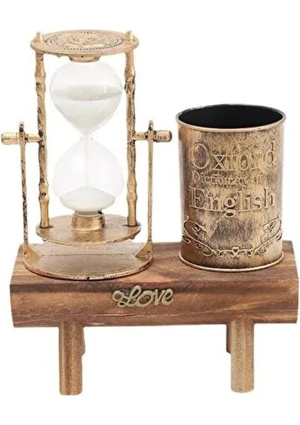 Şık Biblo Ofis Dekoratif Kalemlikli Kum Saati fırsatları