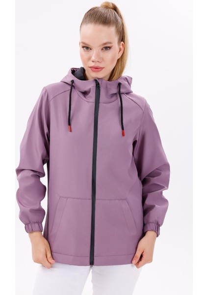 Kadın Su Geçirmez Rüzgar Geçirmez Kapüşonlu Yağmurluk Modern Tasarım Mor fiyatları