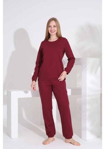 %100 Pamuk Petek Örgü Kumaş Uzun Kol Manşetli Cepli Kadın Pijama Takımı 98520 modelleri