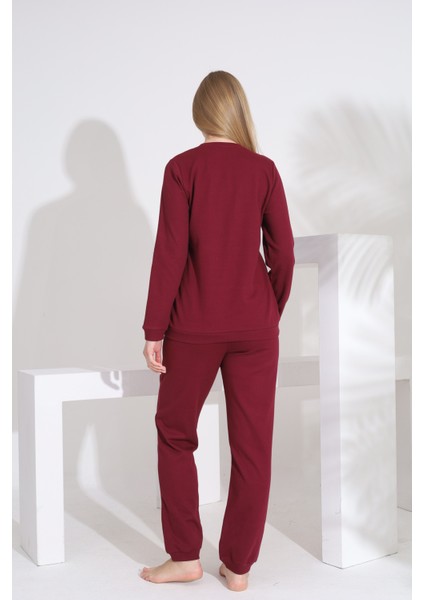 %100 Pamuk Petek Örgü Kumaş Uzun Kol Manşetli Cepli Kadın Pijama Takımı 98520 indirimleri