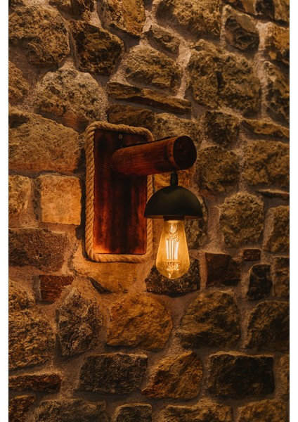 Dekoratif Halat Detaylı Ahşap Duvar Apliği – Kafe, Restoran, Ev Için Aydınlatma 3 Adet fiyatları