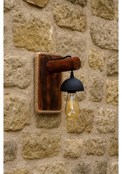 Dekoratif Halat Detaylı Ahşap Duvar Apliği – Kafe, Restoran, Ev Için Aydınlatma 3 Adet fırsatları