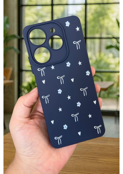 Tecno Spark 10 Pro Uyumlu Mini Fiyonk Desenli Silikon Darbe Emici Klasik Korumalı Rubber Kılıf