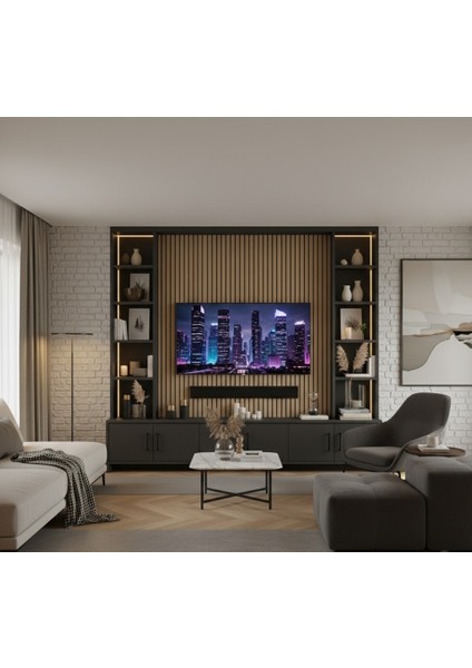 Dark Matter Tv Ünitesi LED Aydınlatmalı • 1. Sınıf Mdf Gövde • Modern Tasarım fırsatları