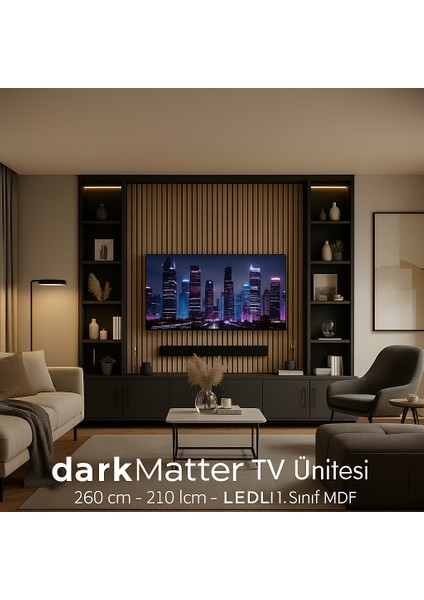 Dark Matter Tv Ünitesi LED Aydınlatmalı • 1. Sınıf Mdf Gövde • Modern Tasarım indirimleri