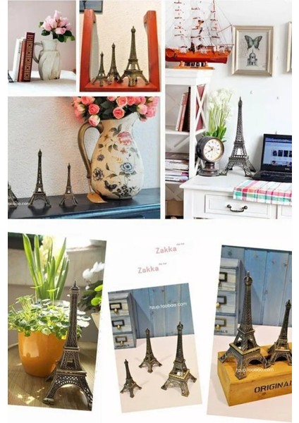 Dekoratif Eyfel Kulesi Metal 15 cm Aşkın Işıltılı Simgesi Sevgiliye Ev Ofis Hediyelik Obje ve Biblo