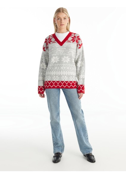 Bisiklet Yaka Standart Jakarlı Çok Renkli Kazak Kadın TBWRKW1022 fiyatları