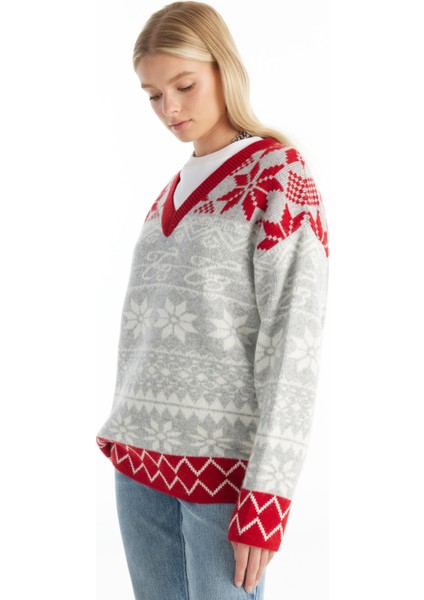 Bisiklet Yaka Standart Jakarlı Çok Renkli Kazak Kadın TBWRKW1022 modelleri