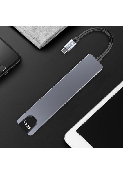 8 In1 4K Ultra Hd Type C USB 3.0 Hub HDMI RJ45 Sdtf Adaptör Çoklayıcı