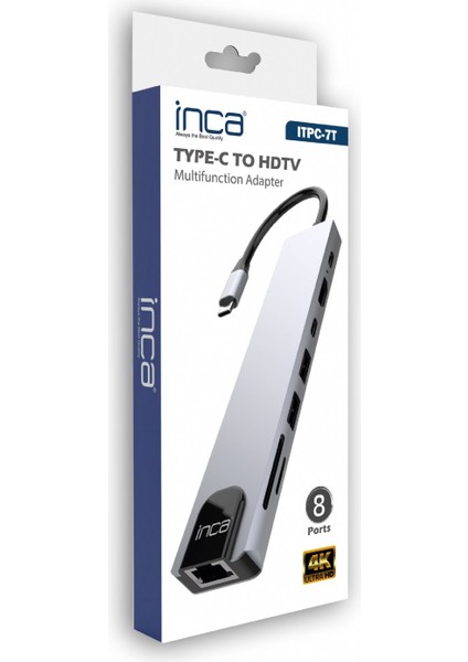 8 In1 4K Ultra Hd Type C USB 3.0 Hub HDMI RJ45 Sdtf Adaptör Çoklayıcı