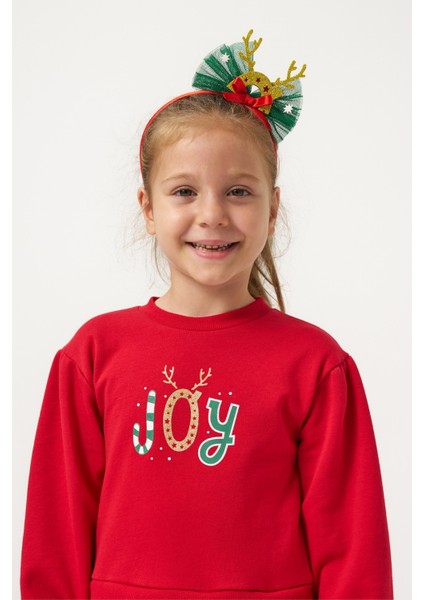 Kırmızı Joy Baskılı Tül Etekli Kız Çocuk Elbise - Fragile indirimleri