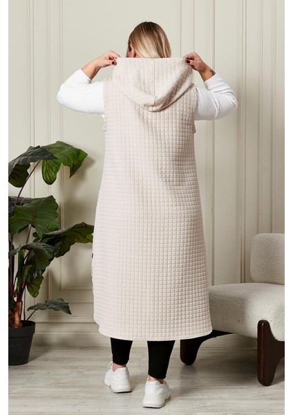 Kadın Büyük Beden Düğmeli Kapitone Yelek indirimleri