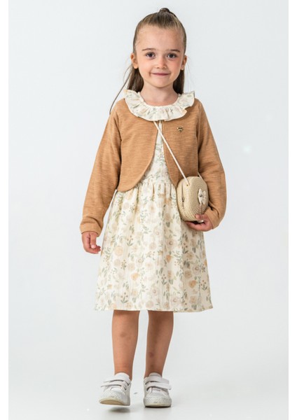 Gül Detaylı Hırkalı Kız Çocuk 3\'lü Takım - 26K 7271