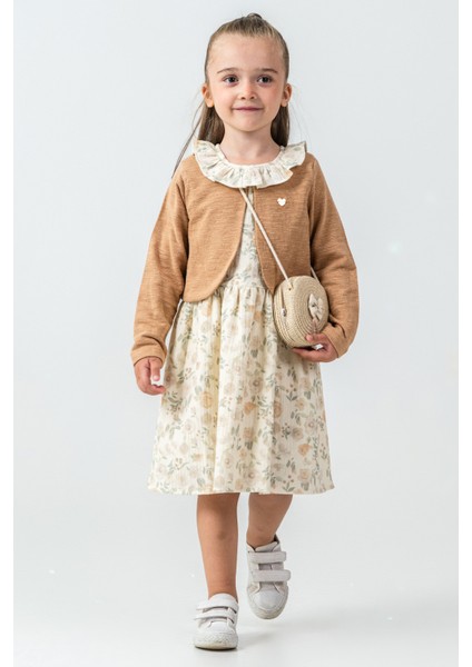 Gül Detaylı Hırkalı Kız Çocuk 3\'lü Takım - 26K 7271 fiyatları