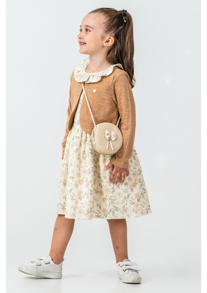 Gül Detaylı Hırkalı Kız Çocuk 3\'lü Takım - 26K 7271 fırsatları
