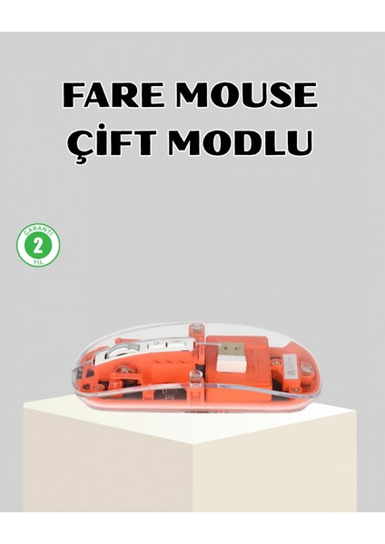 Bluetooth 5.0 & 2.4ghz Kablosuz Fare – 3 Cihaz Bağlantılı, Hızlı Geçiş, USB Alıcılı