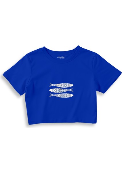 Mediterraneo Crop Tişört - Mavi