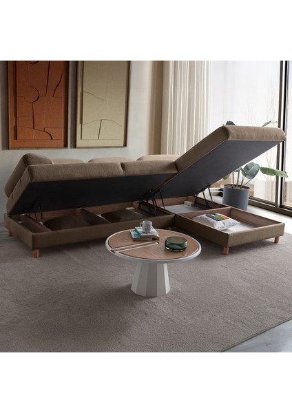 Aries Yataklı Sandıklı Köşe Takımı Kahverengi Sağ Köşe modelleri