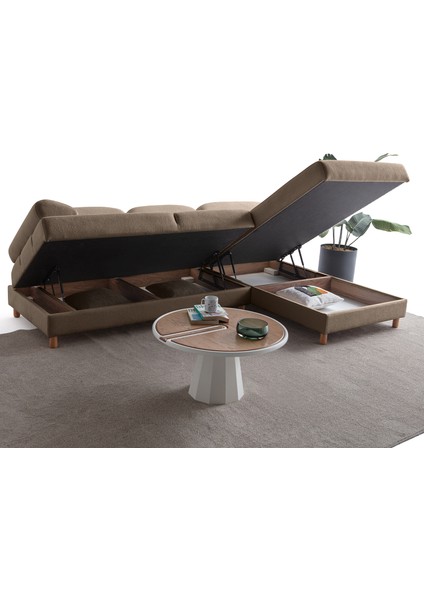 Aries Yataklı Sandıklı Köşe Takımı Kahverengi Sağ Köşe indirimleri