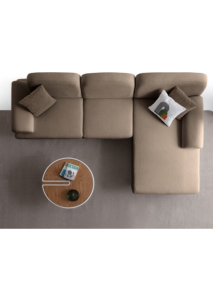 Aries Yataklı Sandıklı Köşe Takımı Kahverengi Sağ Köşe