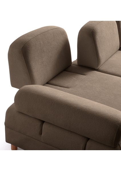 Aries Yataklı Sandıklı Köşe Takımı Kahverengi Sağ Köşe