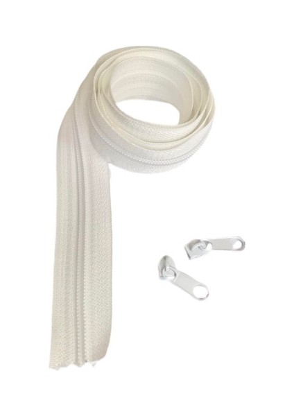 Beyaz Fermuar 10 mt + 20 Başlık