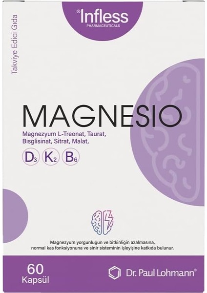 Magnesio, Magnezyum Kompleks Glisinat, Malat, Taurinat, Sitrat, B6 ve D3K2 Vitamin Içeren Kapsül fiyatları