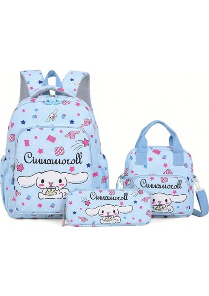 Cinnamoroll Figürlü 3 Lü Çocuk Sırt Çantası Seti (Sırt Çantası / Beslenme Çantası/kalemlik) AD45337