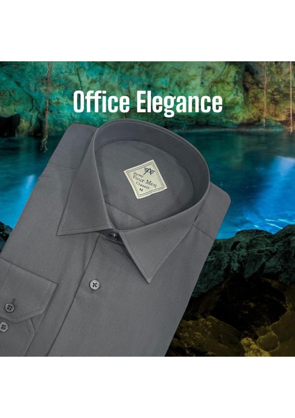 Klasik %100 Cotton Uzun Kollu Terletmeyen Kışlık Flanel Kumaş Gri Gömlek (Regular Kalıp)