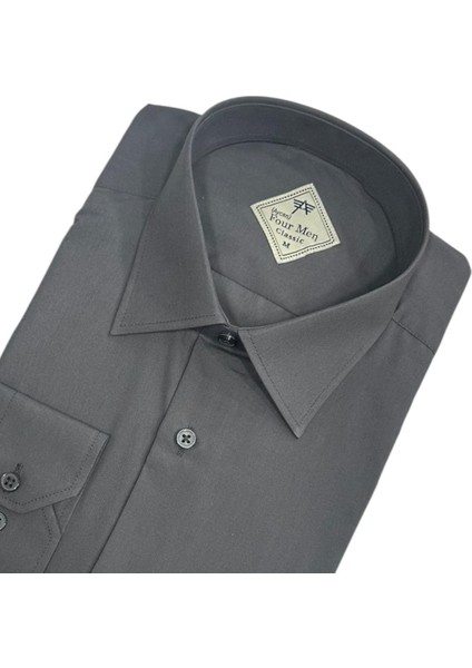 Klasik %100 Cotton Uzun Kollu Terletmeyen Kışlık Flanel Kumaş Gri Gömlek (Regular Kalıp) modelleri