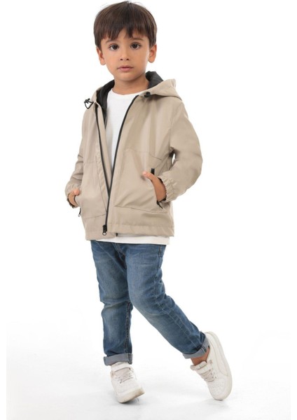 Erkek Çocuk Astarlı Su ve Rüzgar Geçirmez Kapüşonlu Çift Fermuarlı Yağmurluk modelleri