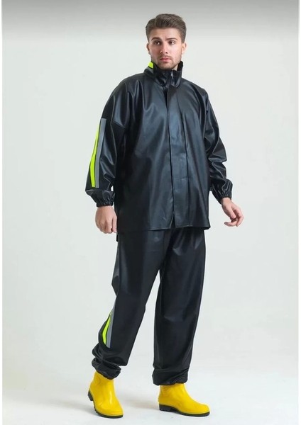 Motofit Reflektörlü Su Geçirmez Motorcu Kurye Yağmurluk Pvc Kumaş