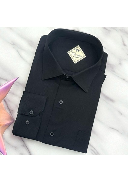 Klasik %100 Cotton Uzun Kollu Terletmeyen Kışlık Flanel Kumaş Siyah Gömlek (Regular Kalıp) fiyatları