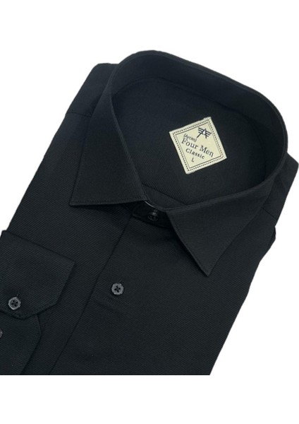 Klasik %100 Cotton Uzun Kollu Terletmeyen Kışlık Flanel Kumaş Siyah Gömlek (Regular Kalıp) modelleri