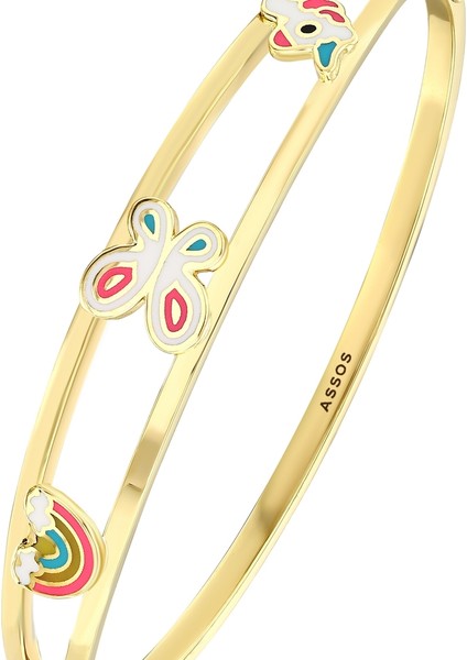 Kelebek Figürlü Altın Çocuk Kelepçe - 14K